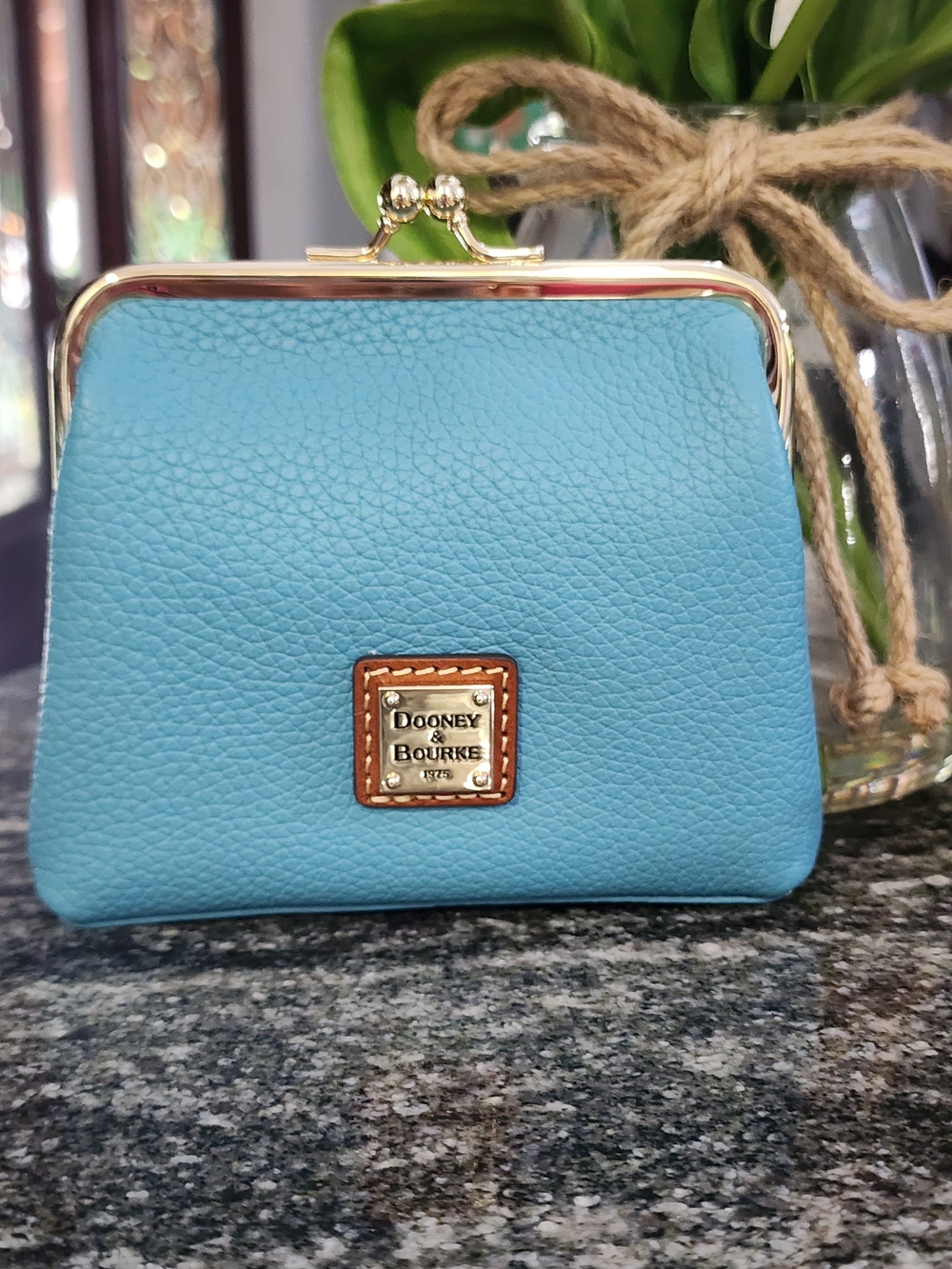 Dooney & Bourke Pebble Leather Kiss-Lock Coin Purse - Turquoise - Picture 2 of 7
